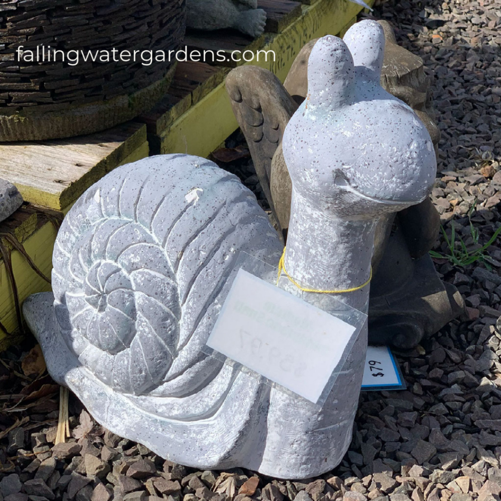 Snail statue at Falling Water Gardens in Monroe Washington